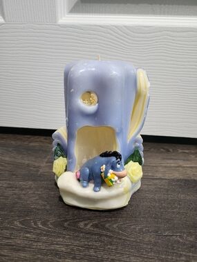 Decorative Hand Carved Light Blue Eeyore Candle - Home Accents
